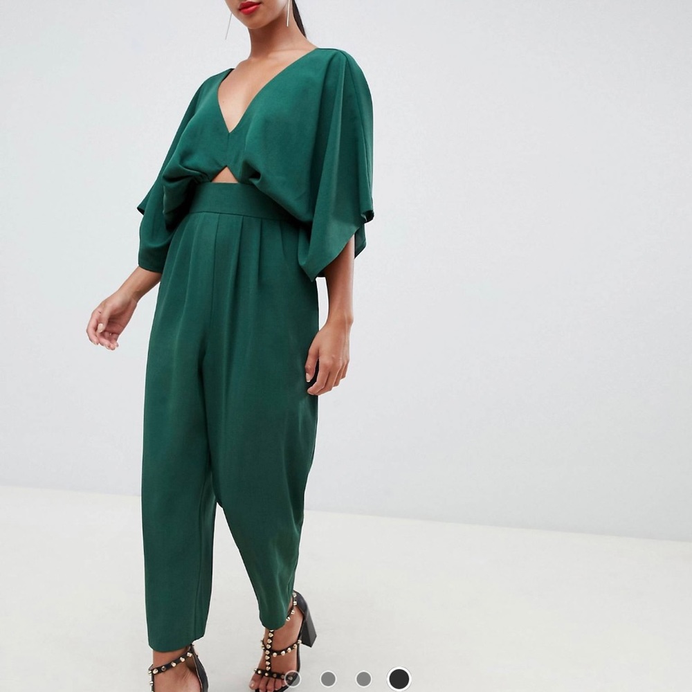 ASOS DESIGN Petite jumpsuit with kimono sleeve and peg leg (size 4P)